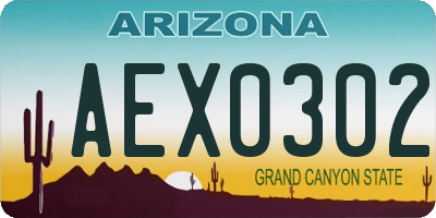 AZ license plate AEX0302