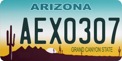 AZ license plate AEX0307