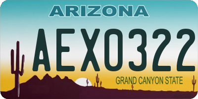 AZ license plate AEX0322
