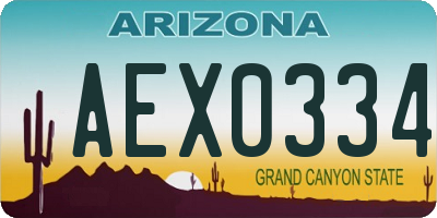 AZ license plate AEX0334
