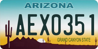 AZ license plate AEX0351
