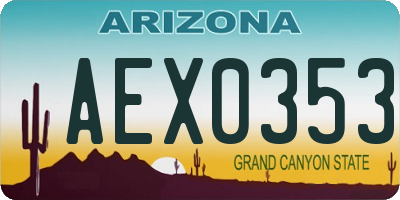 AZ license plate AEX0353