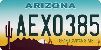AZ license plate AEX0385