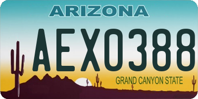 AZ license plate AEX0388