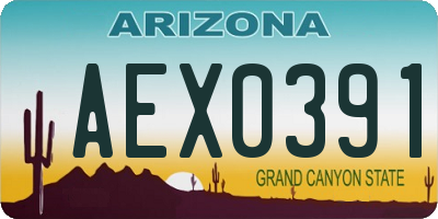 AZ license plate AEX0391
