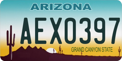 AZ license plate AEX0397
