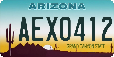 AZ license plate AEX0412