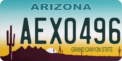 AZ license plate AEX0496