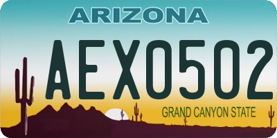 AZ license plate AEX0502