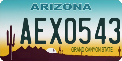 AZ license plate AEX0543