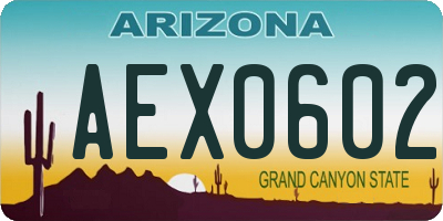 AZ license plate AEX0602