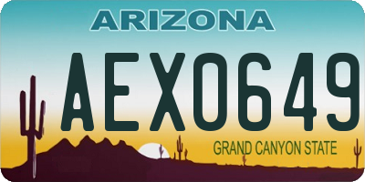 AZ license plate AEX0649
