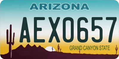 AZ license plate AEX0657