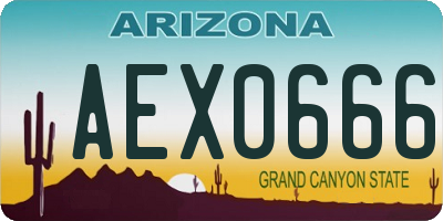 AZ license plate AEX0666