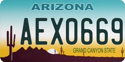 AZ license plate AEX0669