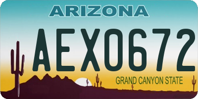 AZ license plate AEX0672