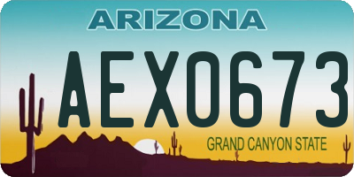 AZ license plate AEX0673