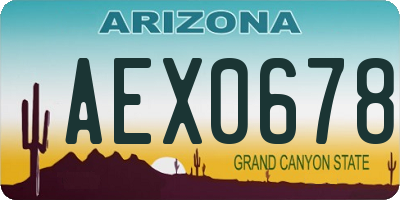 AZ license plate AEX0678