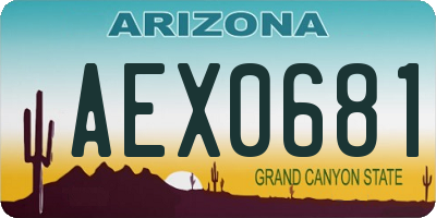 AZ license plate AEX0681