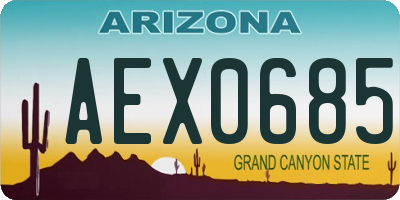 AZ license plate AEX0685