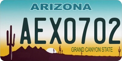 AZ license plate AEX0702