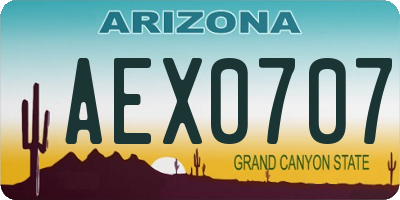 AZ license plate AEX0707