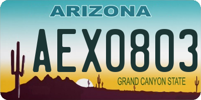 AZ license plate AEX0803
