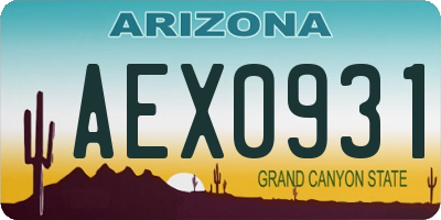 AZ license plate AEX0931