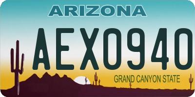 AZ license plate AEX0940