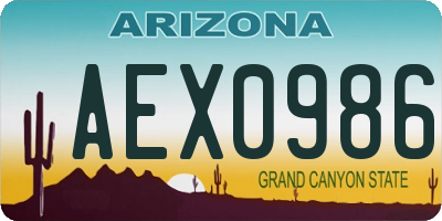 AZ license plate AEX0986