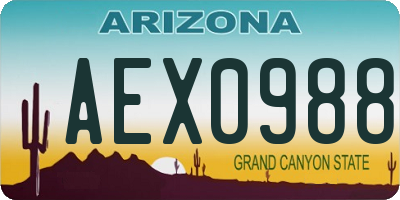 AZ license plate AEX0988
