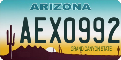 AZ license plate AEX0992
