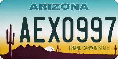 AZ license plate AEX0997