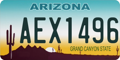 AZ license plate AEX1496