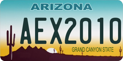 AZ license plate AEX2010