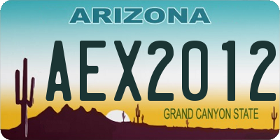 AZ license plate AEX2012