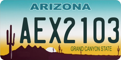 AZ license plate AEX2103