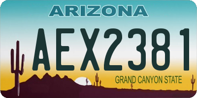 AZ license plate AEX2381