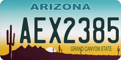 AZ license plate AEX2385