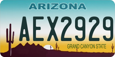 AZ license plate AEX2929