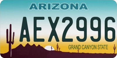 AZ license plate AEX2996