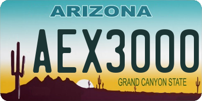 AZ license plate AEX3000
