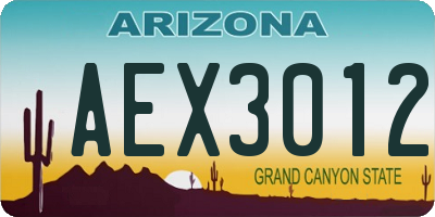 AZ license plate AEX3012