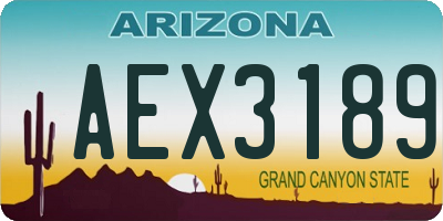 AZ license plate AEX3189