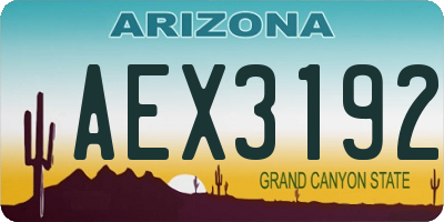 AZ license plate AEX3192