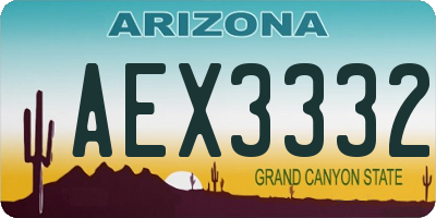 AZ license plate AEX3332