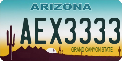 AZ license plate AEX3333