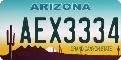 AZ license plate AEX3334