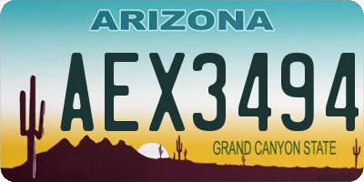 AZ license plate AEX3494