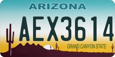 AZ license plate AEX3614